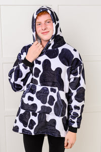 Thumbnail for Kids Oversized Hoodie Blanket in Cow