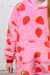 Thumbnail for Kids Oversized Hoodie Blanket in Strawberry