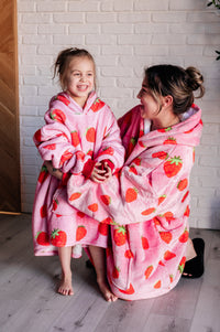 Thumbnail for Kids Oversized Hoodie Blanket in Strawberry