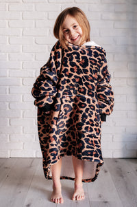 Thumbnail for Kids Oversized Hoodie Blanket in Leopard