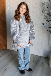 Thumbnail for Kids Oversized Hoodie Blanket in Grey Stars