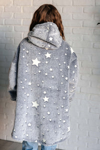 Thumbnail for Kids Oversized Hoodie Blanket in Grey Stars