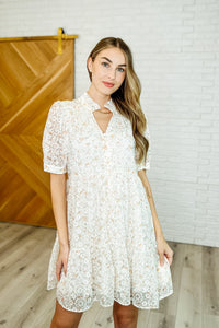 Thumbnail for Lace to the Party High Neck Dress in Ivory Multi