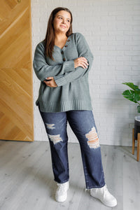 Thumbnail for Lakeside View Drop Shoulder Sweater in Sage