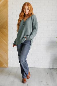 Thumbnail for Lakeside View Drop Shoulder Sweater in Sage