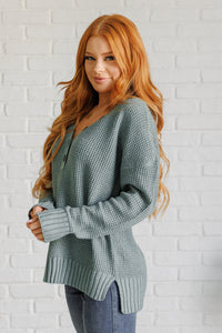 Thumbnail for Lakeside View Drop Shoulder Sweater in Sage