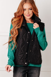 Thumbnail for Layering Queen Quilted Puffer Vest in Black