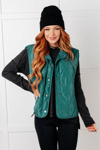 Thumbnail for Layering Queen Quilted Puffer Vest in Hunter Green