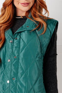 Thumbnail for Layering Queen Quilted Puffer Vest in Hunter Green