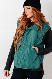 Thumbnail for Layering Queen Quilted Puffer Vest in Hunter Green
