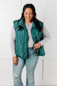 Thumbnail for Layering Queen Quilted Puffer Vest in Hunter Green