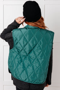 Thumbnail for Layering Queen Quilted Puffer Vest in Hunter Green