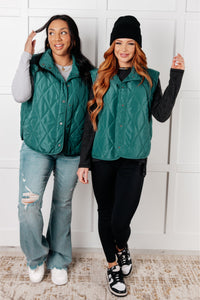 Thumbnail for Layering Queen Quilted Puffer Vest in Hunter Green