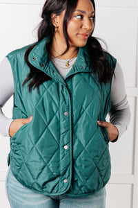 Thumbnail for Layering Queen Quilted Puffer Vest in Hunter Green