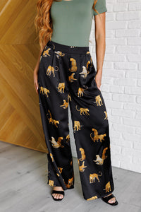 Thumbnail for Legendary in Leopard Satin Wide Leg Pants