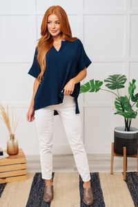 Thumbnail for Let's Get Down to Business V-Neck Blouse in Navy