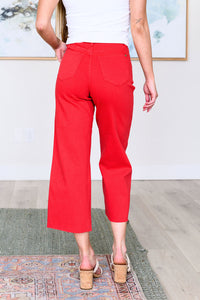 Thumbnail for Lisa High Rise Control Top Wide Leg Crop Jeans in Red