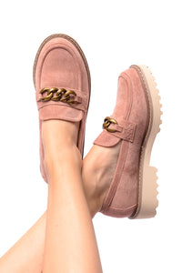 Thumbnail for Literally Loafers in Blush Faux Suede