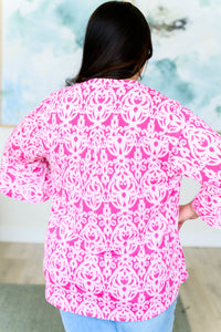 Thumbnail for Lizzy Bell Sleeve Top in Hot Pink Damask