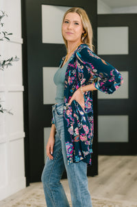 Thumbnail for Lizzy Cardigan in Hunter Green Floral Paisley