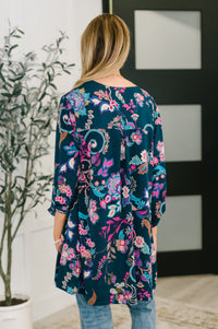 Thumbnail for Lizzy Cardigan in Hunter Green Floral Paisley