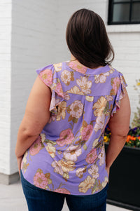 Thumbnail for Lizzy Flutter Sleeve Top in Lavender French Floral