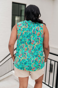 Thumbnail for Lizzy Tank Top in Emerald and Aqua Multi Floral