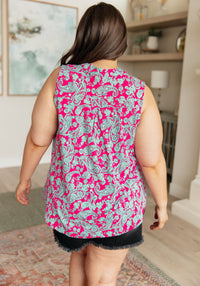 Thumbnail for Lizzy Tank Top in Pink and Mint Paisley