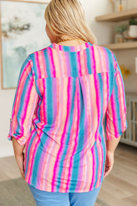 Thumbnail for Lizzy Top in Blue and Pink Stripe
