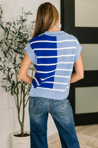 Thumbnail for Lonely Traveler Striped Quarter Zip Vest – Cool Blues, Cozy Vibes