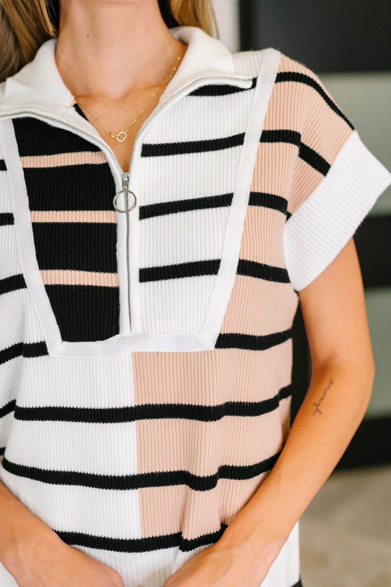Lonely Traveler Striped Quarter Zip Vest – Timeless Stripes with a Modern Twist