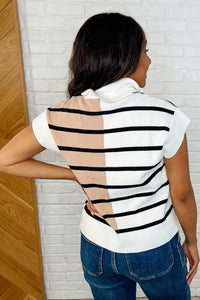 Thumbnail for Lonely Traveler Striped Quarter Zip Vest – Timeless Stripes with a Modern Twist