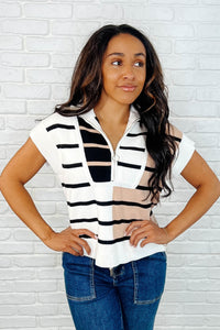 Thumbnail for Lonely Traveler Striped Quarter Zip Vest – Timeless Stripes with a Modern Twist