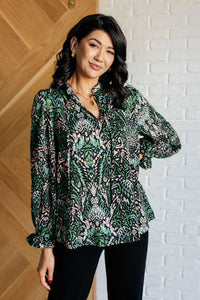 Thumbnail for Looking Out Damask Print Blouse