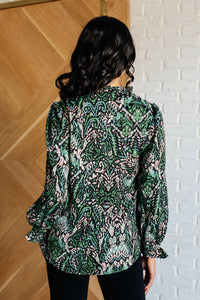 Thumbnail for Looking Out Damask Print Blouse