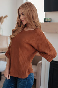 Thumbnail for Lotta Love Knitted Sweater Top in Rust