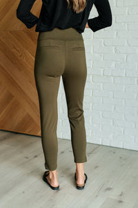 Thumbnail for Magic Ankle Crop Skinny Pants in Olive