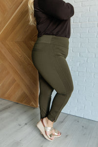 Thumbnail for Magic Ankle Crop Skinny Pants in Olive