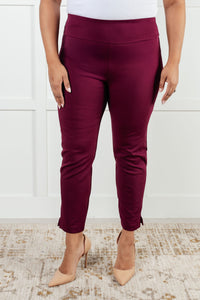 Thumbnail for Magic Ankle Crop Skinny Pants in Wine