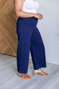 Thumbnail for Magic Wide Leg Crop Pants in Navy