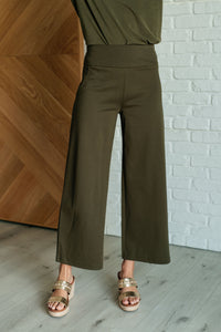 Thumbnail for Magic Wide Leg Crop Pants in Olive