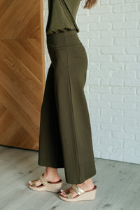 Thumbnail for Magic Wide Leg Crop Pants in Olive