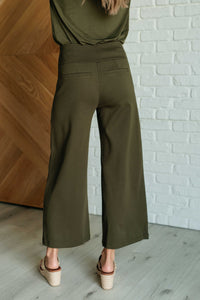 Thumbnail for Magic Wide Leg Crop Pants in Olive