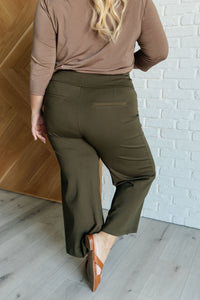 Thumbnail for Magic Wide Leg Crop Pants in Olive