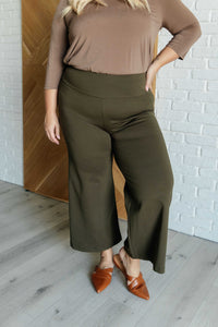 Thumbnail for Magic Wide Leg Crop Pants in Olive