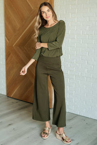 Thumbnail for Magic Wide Leg Crop Pants in Olive