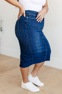 Thumbnail for Marcy High Rise Denim Midi Skirt