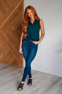 Thumbnail for Matter of Fact Pleat Front Sleeveless Blouse in Sea Green