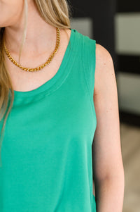 Thumbnail for Mellow Muse Relaxed Knit Tank in Emerald