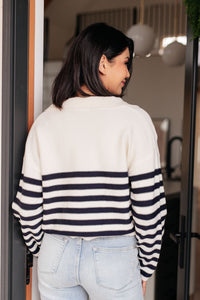 Thumbnail for Memorable Moments Striped Sweater in White